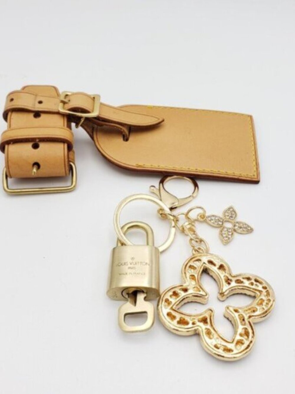 Authentic Louis Vuitton Luggage Nametag and Gold Padlock with Unbranded Keycharm - Picture 11 of 14